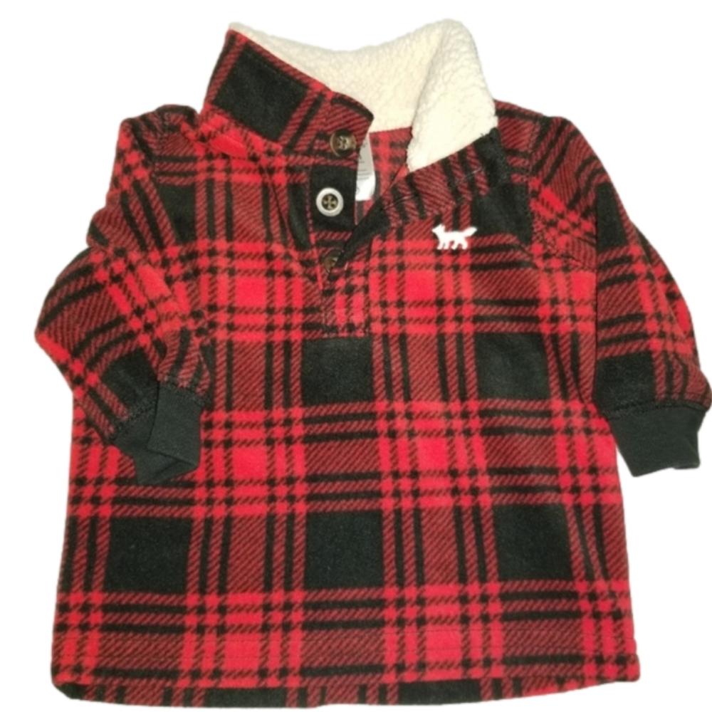 Carter's Red Plaid Pull Over Shirt 3m